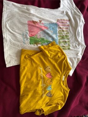 White 'Wicked' Graphic Tee & Mustard Heart Tee Bundle